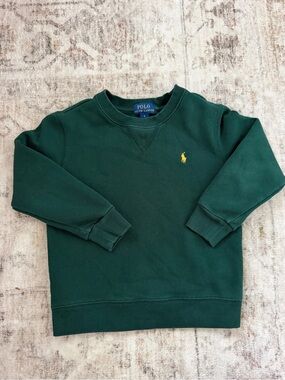 Polo Ralph Lauren Boys Size 5 Green Crewneck Sweatshirt Yellow Pony Logo